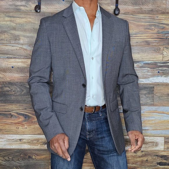 Theory 100% Wool Gray Mini Houndstooth Blazer Sport Jacket Size 40L *EXCELLENT* - Picture 4 of 11